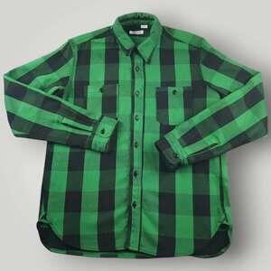 Gustin Shirt Mens L The Flannel Wool Made in USA Loop Collar Buffalo Check Plaid